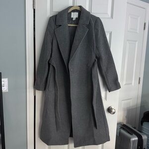 H&M Charcoal Double-Breasted Trench Coat